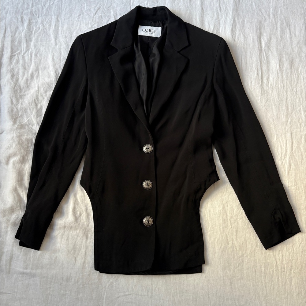 Late 1990s Rifat Ozbek Black Cut-Out Blazer